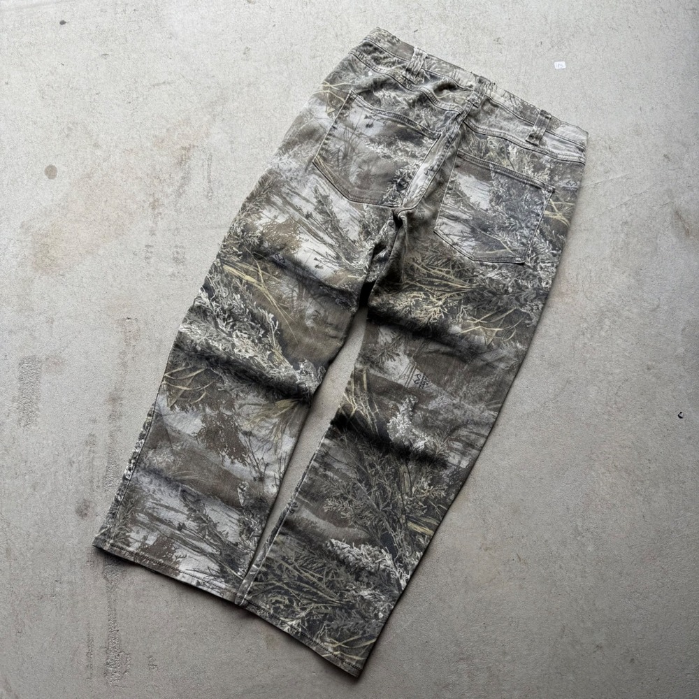 Y2K Mens Realtree MAX-1 XT Camo Hunting Gorpcore Baggy Straight Leg Pants 32x30